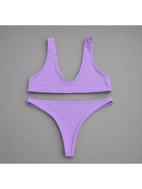 Toast Swim Other - TOAST SWIM Womens L Top/XL Bottom Solid Purple Signature Bikini Swimsuit Set